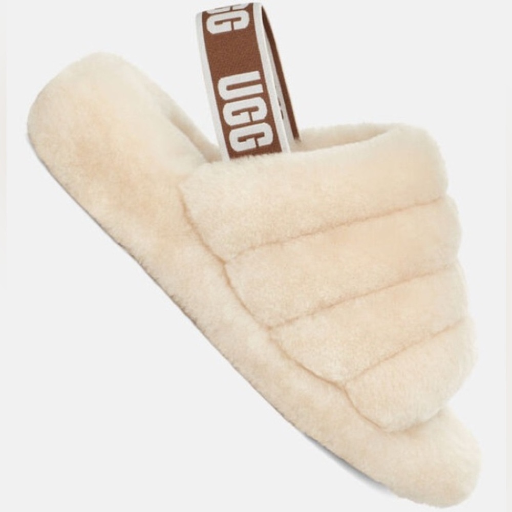 🐝UGG Cream Fluffy Slide Sandals - Picture 2 of 6